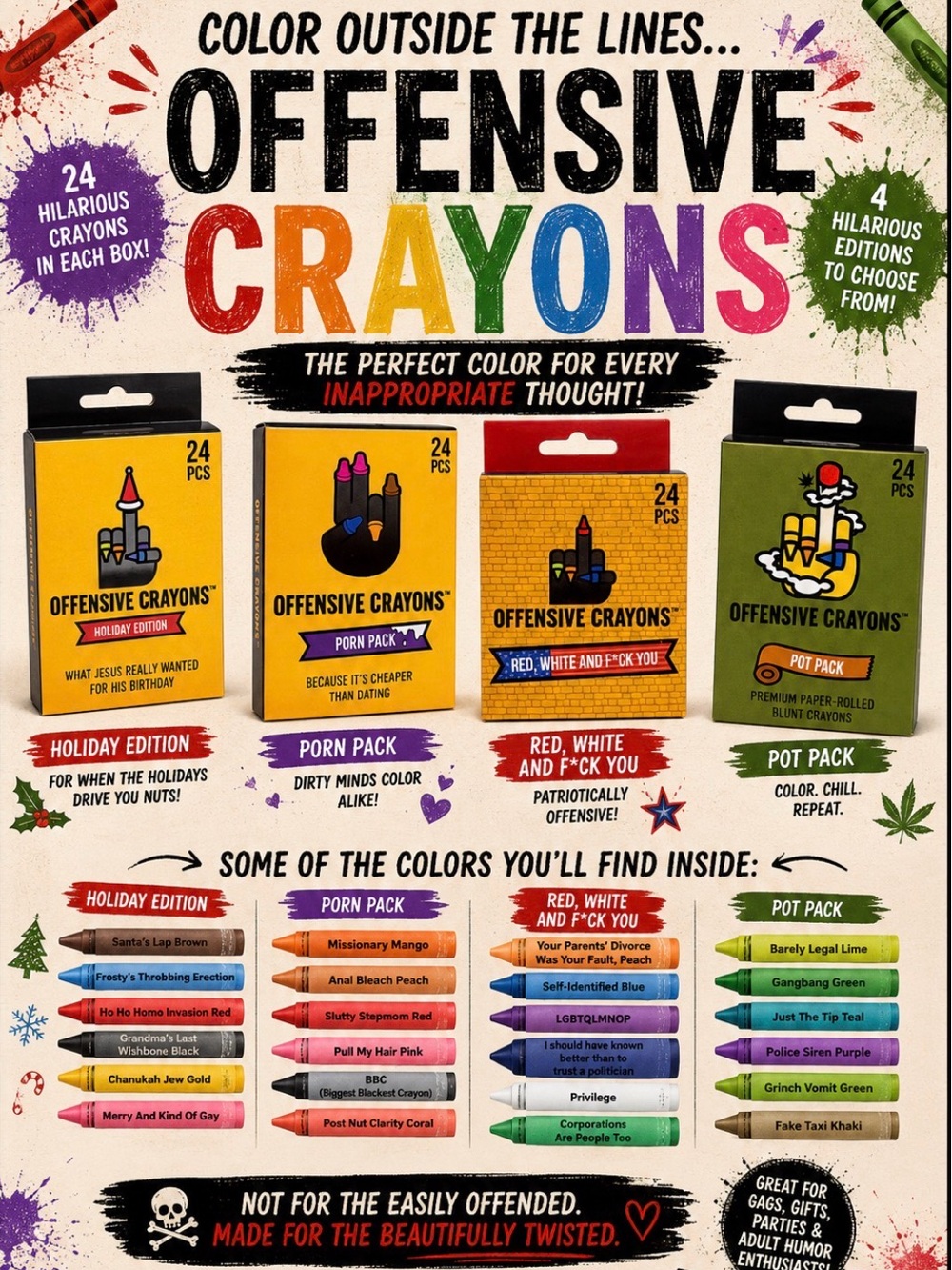 Offensive Crayons - Pick Your Editions - Not Your Kids Crayons